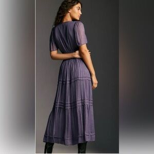 Anthropologie Somerset Maxi Dress: Lurex Edition-purple/metallic threading-Small